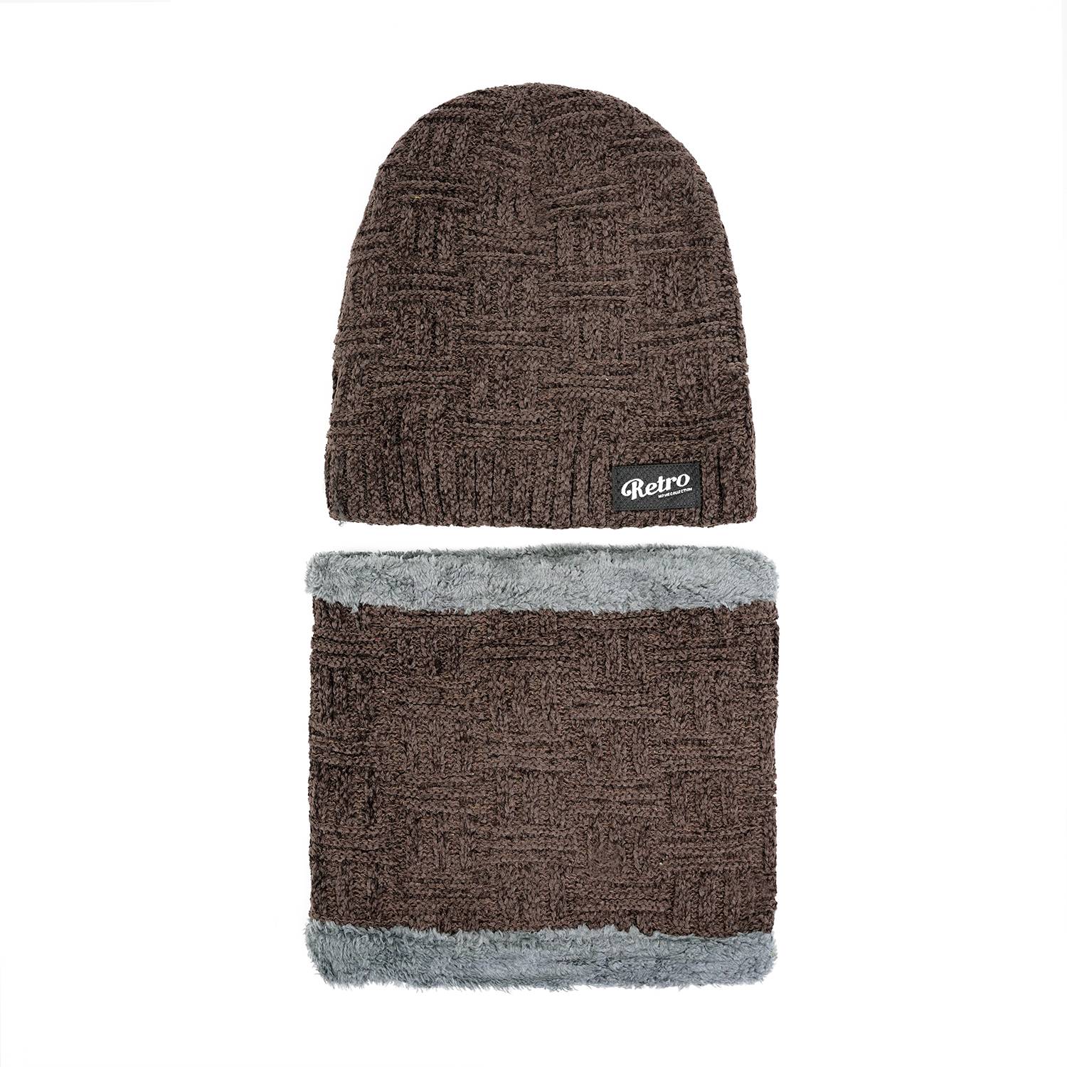 Imported Cap and Neck Warmer Set with Velvet Lining-Retro