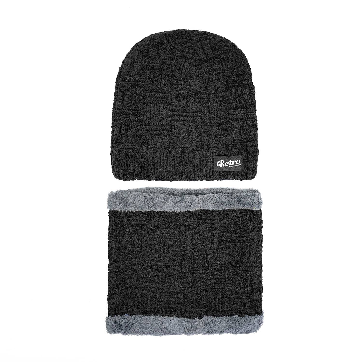 Imported Cap and Neck Warmer Set with Velvet Lining-Retro
