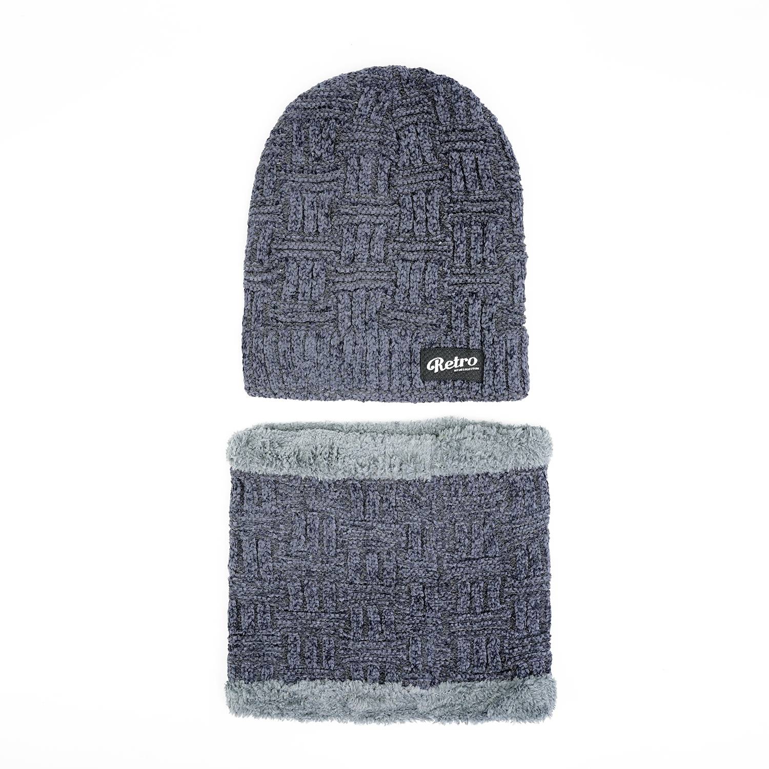 Imported Cap and Neck Warmer Set with Velvet Lining-Retro
