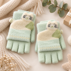 Kids Super Warm Plush Convertible Fingerless Gloves with Flip-Top Mittens | KGN08