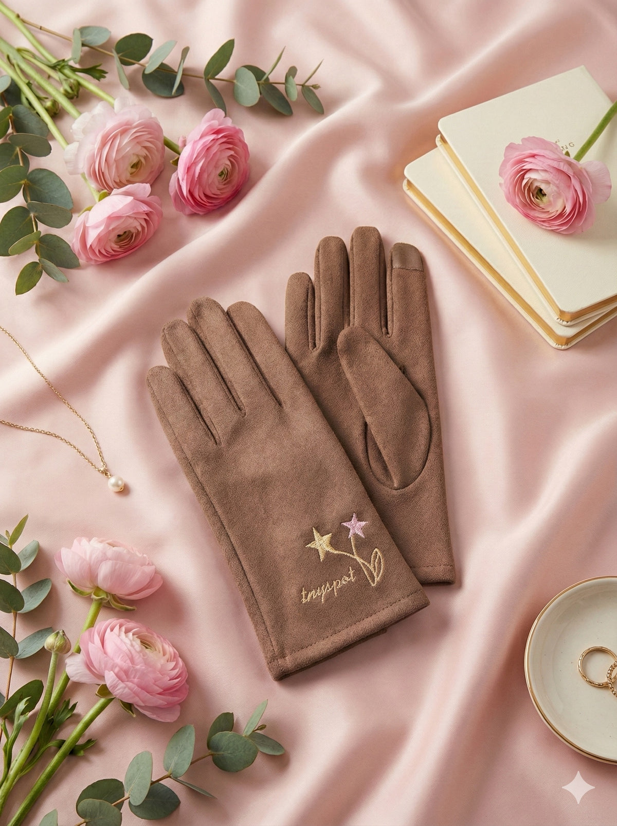 Embroidered Full-Finger Mittens/Gloves (TouchScreen) -TSG52