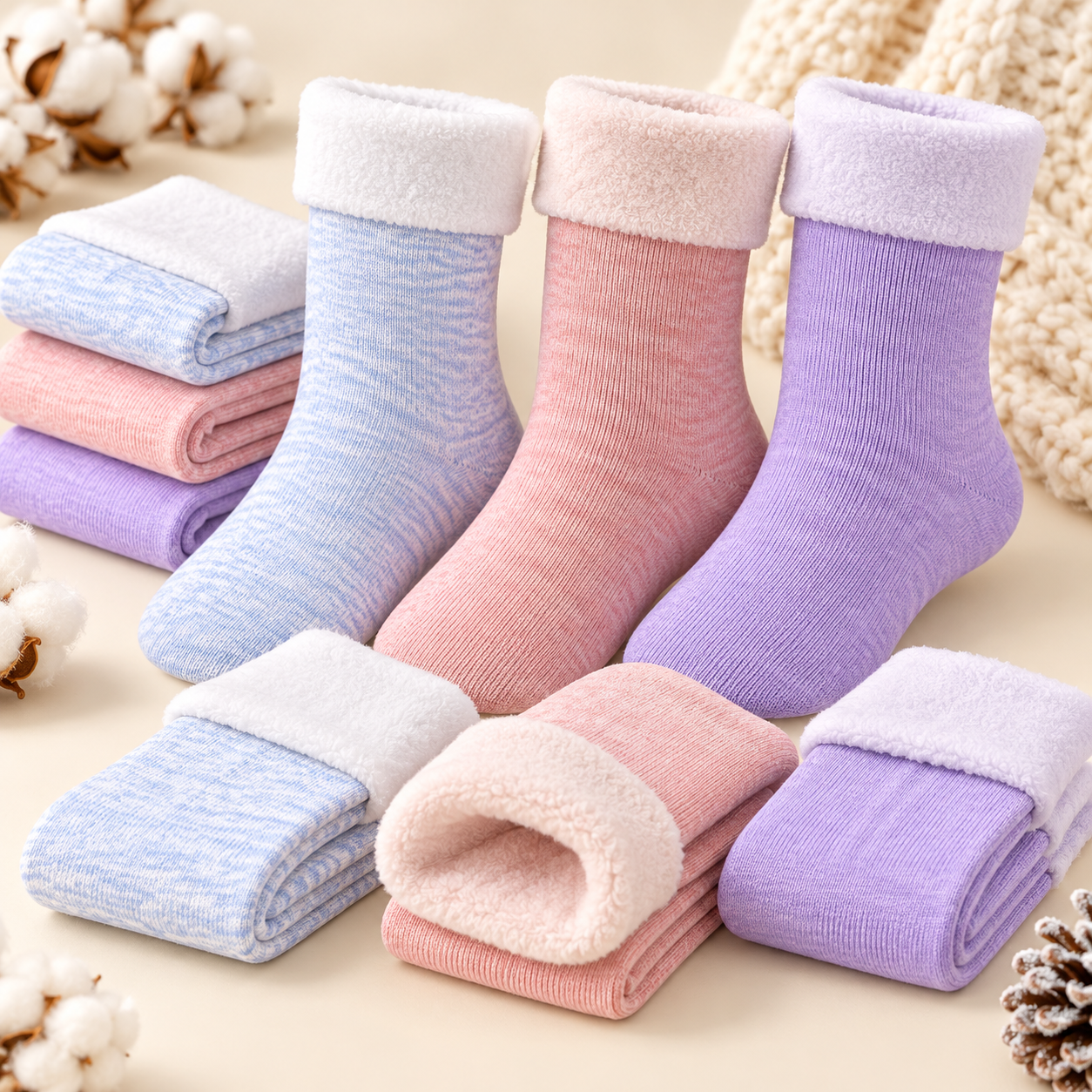 Ladies New Soft Velvet Cashmere Socks (Pastel Colors)