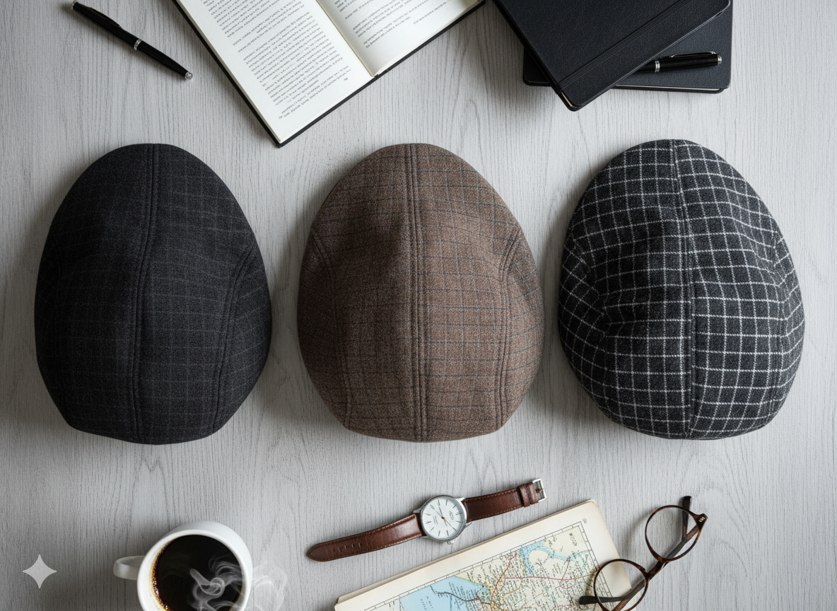 Men’s Checkered Flat Cap – Peaky Blinders Style Ivy Hat -PB01