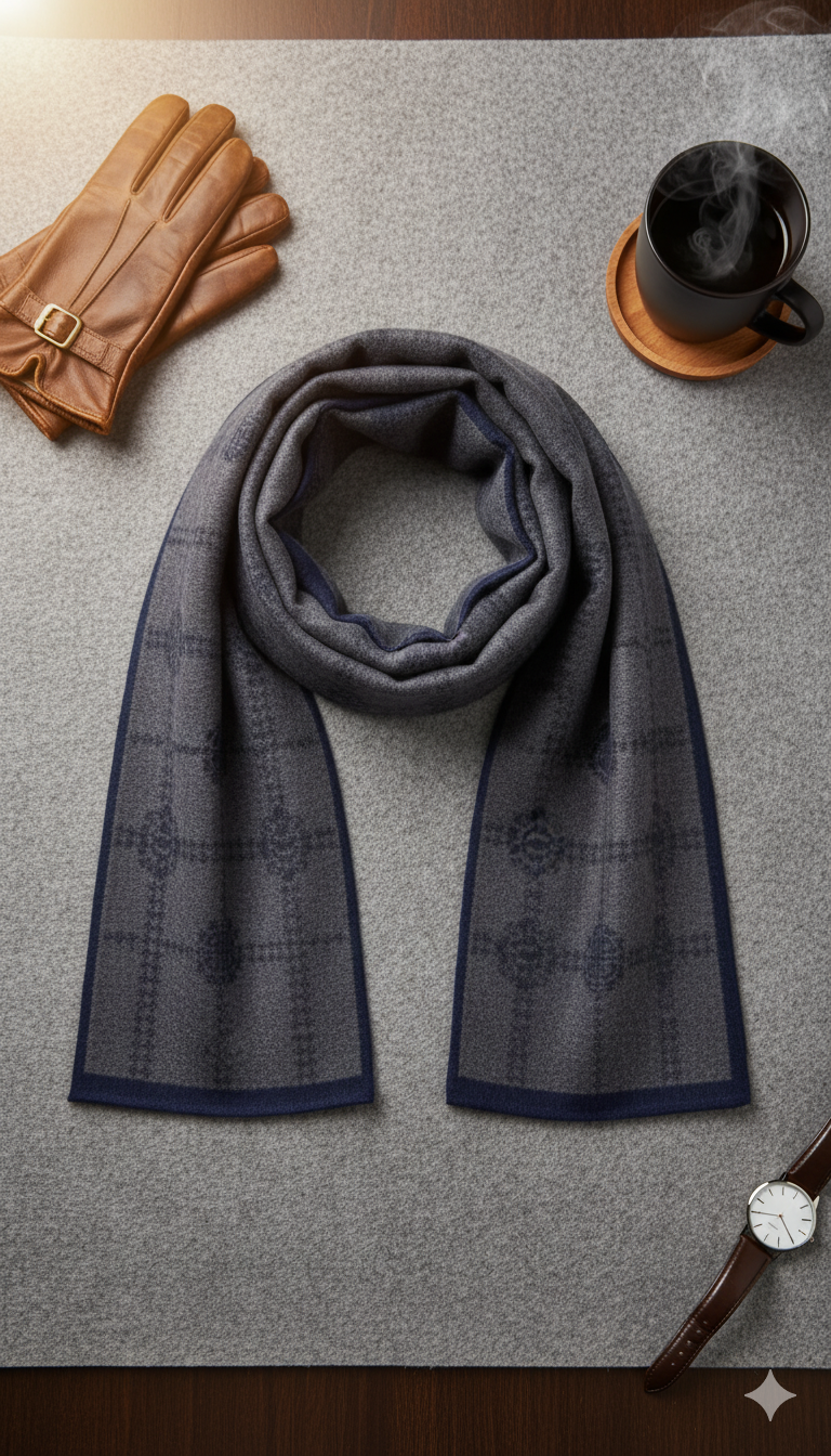 Premium Comfort: Men's Stylish Wool Pashmina Scarf -PSM02