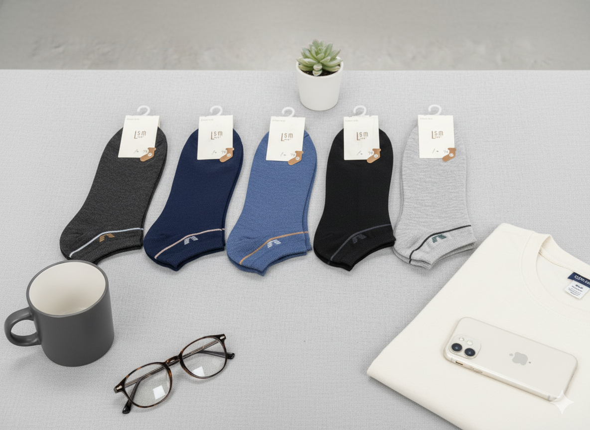 "Men Cotton Sports Socks – 5-Pair Decent Print| Soft, Breathable, Everyday Wear" (MAS04)