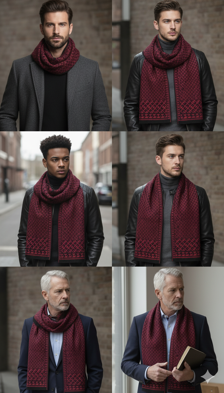 Premium Comfort: Men's Stylish Wool Pashmina Scarf -PSM01