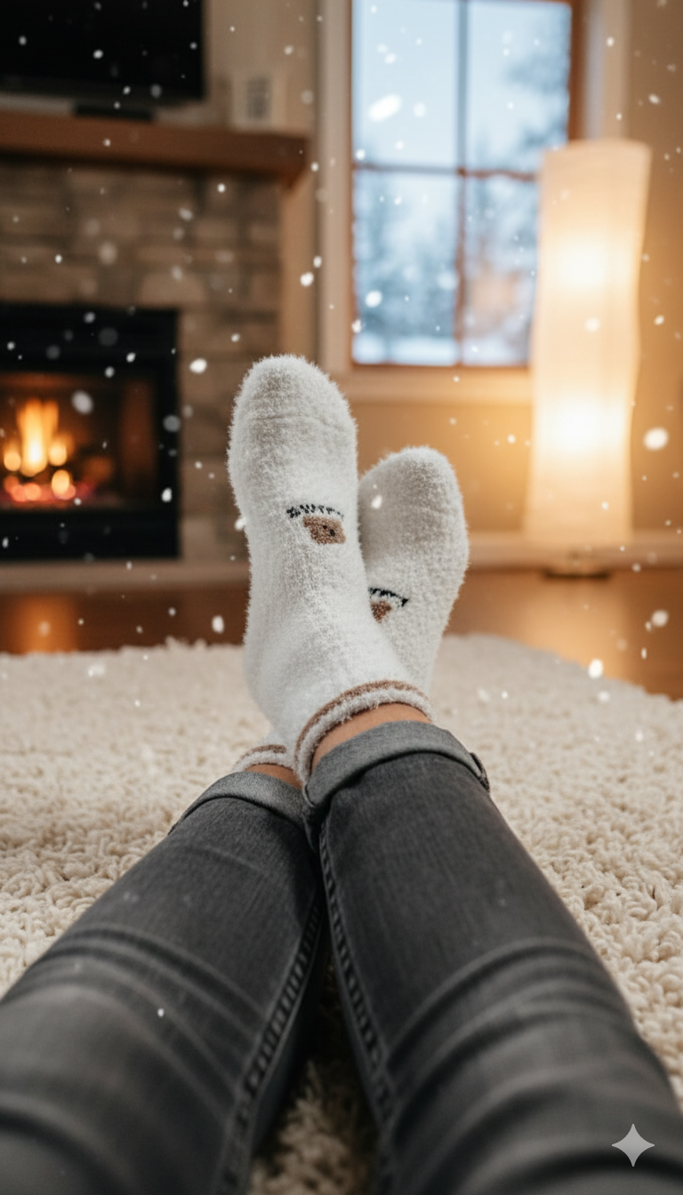 Ultra-Soft Fuzzy Polyamide Crew Socks - Cozy Winter Warmth -03