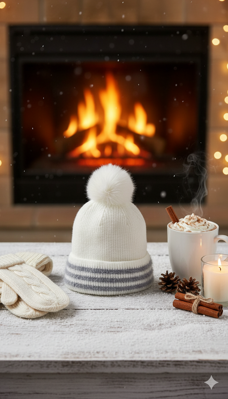 Ladies Warm Knitted Cap With Lined border-LLC06