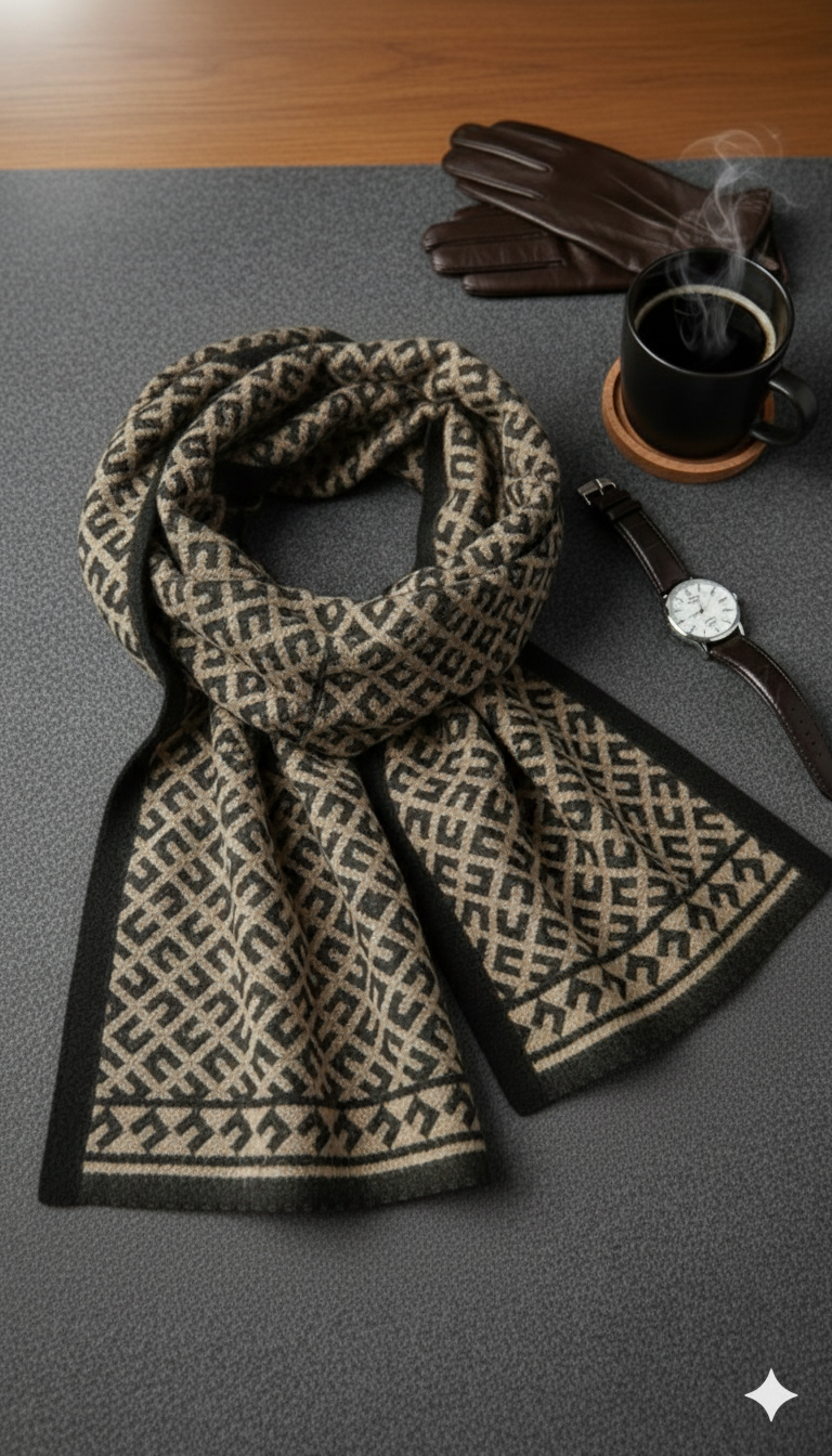 Premium Comfort: Men's Stylish Wool Pashmina Scarf -PSM01