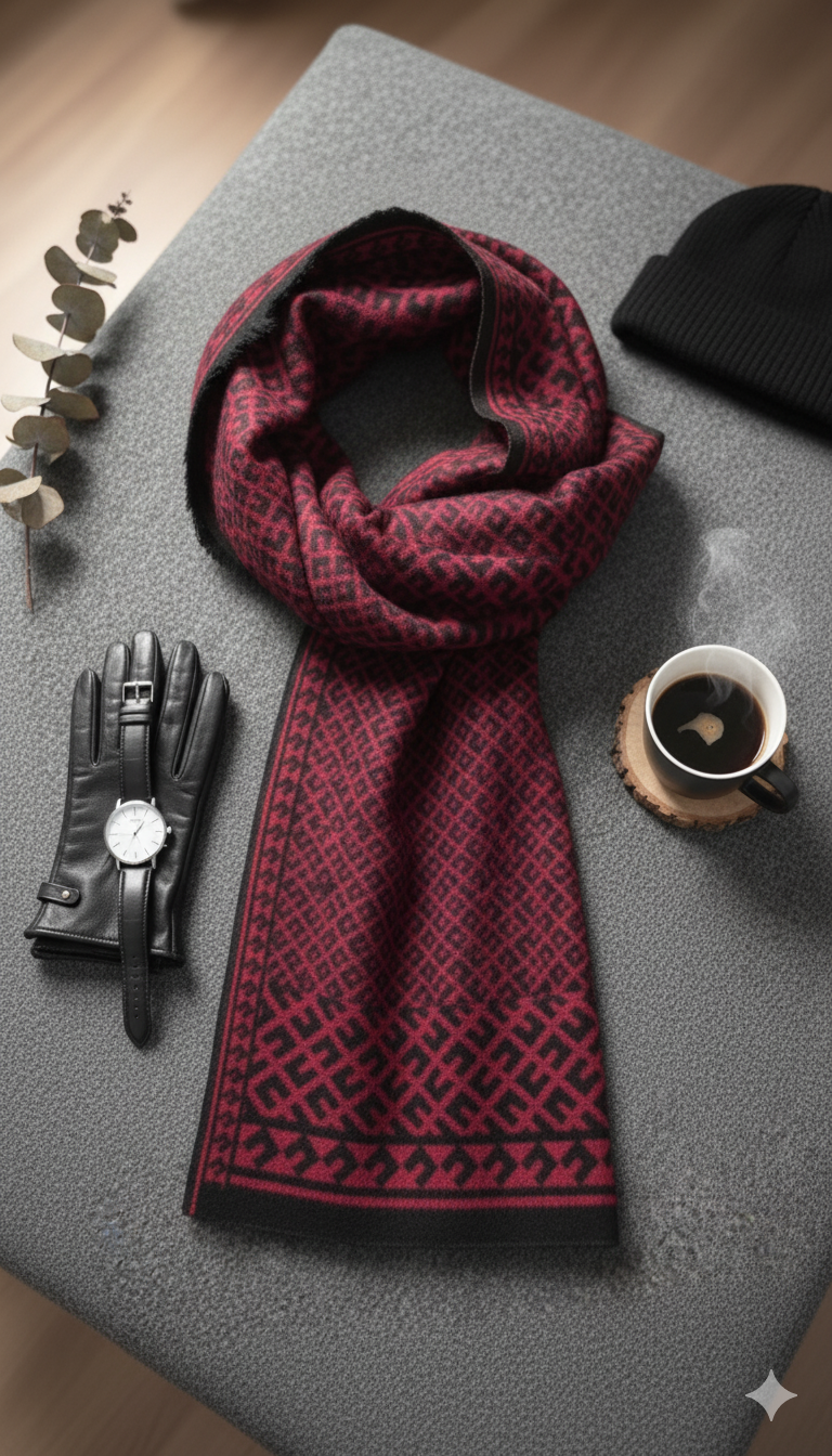 Premium Comfort: Men's Stylish Wool Pashmina Scarf -PSM01
