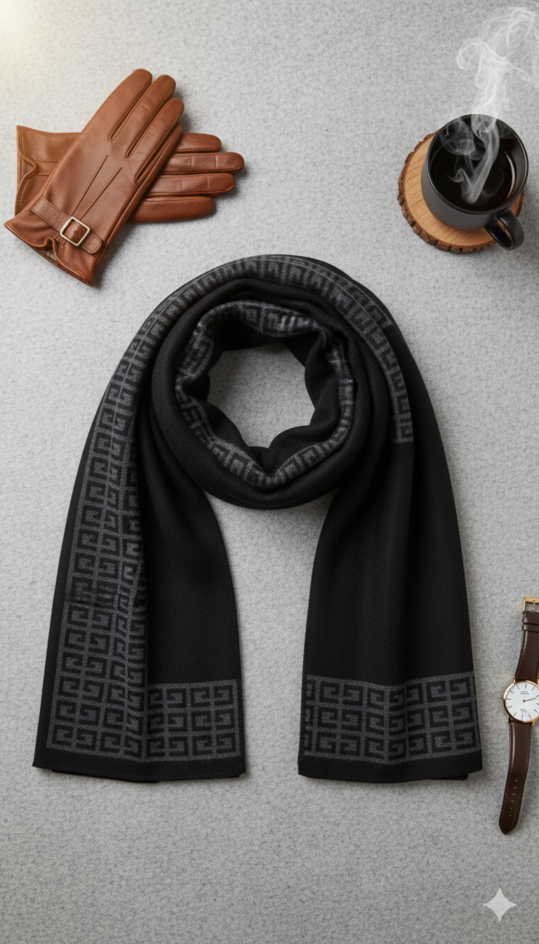 Premium Comfort: Men's Stylish Wool Pashmina Scarf -PSM03