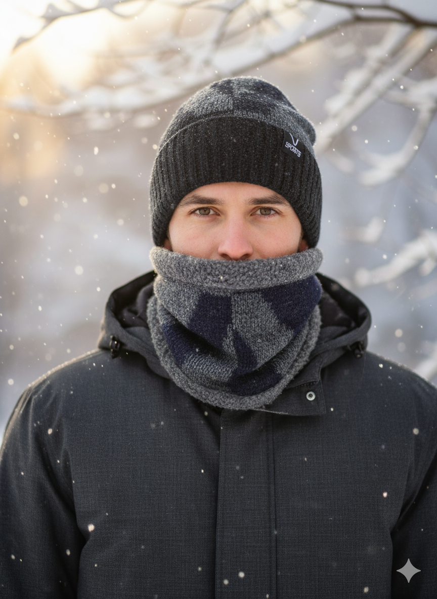 Imported Cap and Neck Warmer Set with Velvet Lining–V-Sport