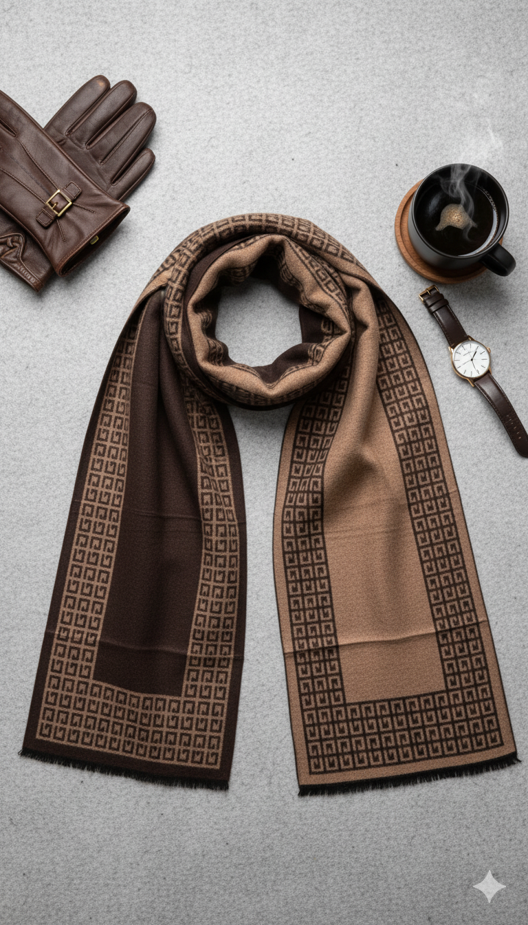Premium Comfort: Men's Stylish Wool Pashmina Scarf -PSM03
