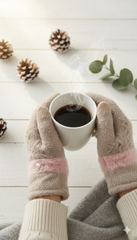 Ladies Full-Finger Mittens with fur & bead -TSG08