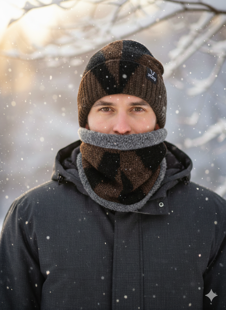 Imported Cap and Neck Warmer Set with Velvet Lining–V-Sport