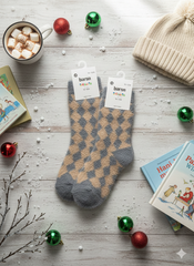 Kids Ultra-Soft Fuzzy Polyamide Check Crew Socks - Cozy Winter Warmth -KPF03