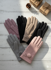Embroidered with Flower Full-Finger Mittens (TouchScreen) -TSG01