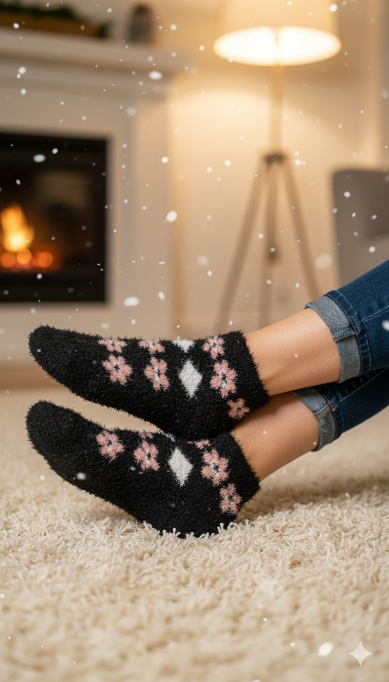 Ultra-Soft Fuzzy Polyamide Ankle Socks - Cozy Winter Warmth -PF02