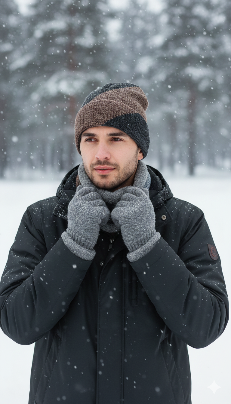 Imported Cap and Neck Warmer Set with Velvet –Two Shaded