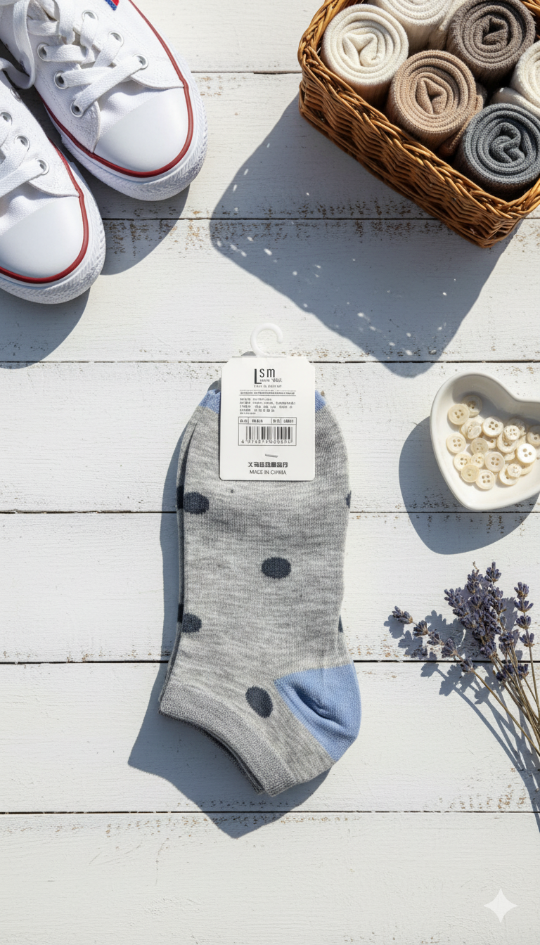 "Women’s Cotton Ankle Socks – 5-Pair Assorted Polka Print| Soft, Breathable, Everyday Wear" (LAS09)