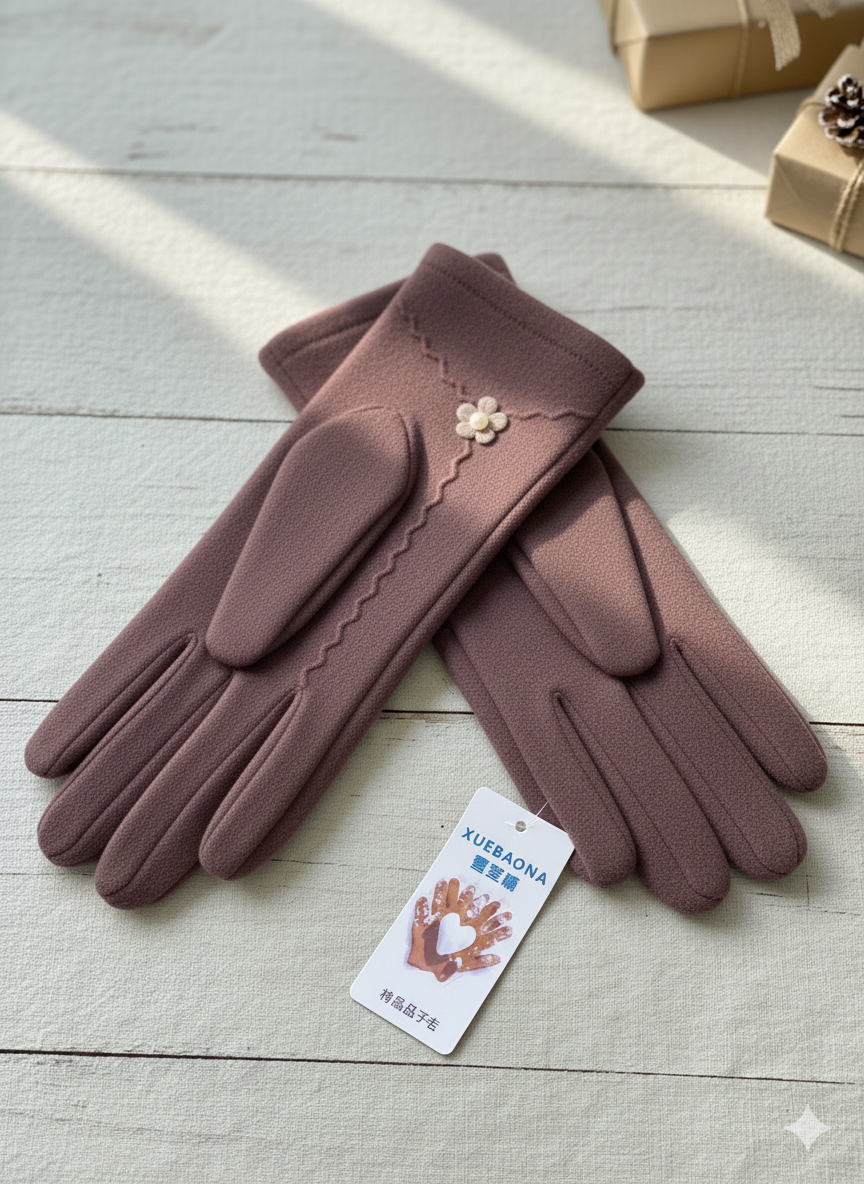 Embroidered with bead Full-Finger Mittens (TouchScreen) -TSG02