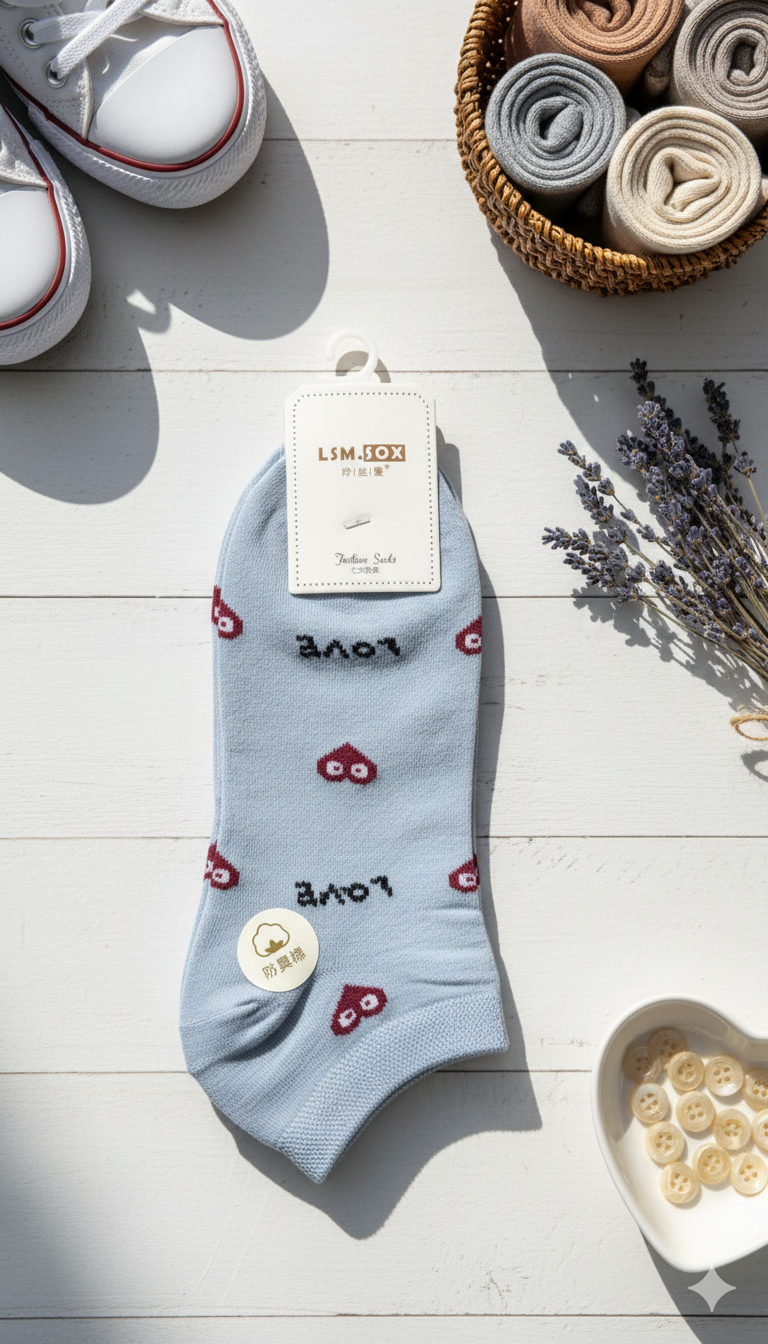 "Women’s Cotton Ankle Socks – 5-Pair Assorted Cat Love| Soft, Breathable, Everyday Wear" (LAS12)