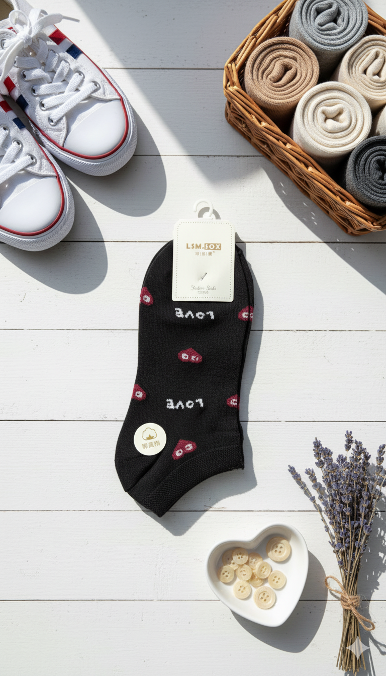 "Women’s Cotton Ankle Socks – 5-Pair Assorted Cat Love| Soft, Breathable, Everyday Wear" (LAS12)