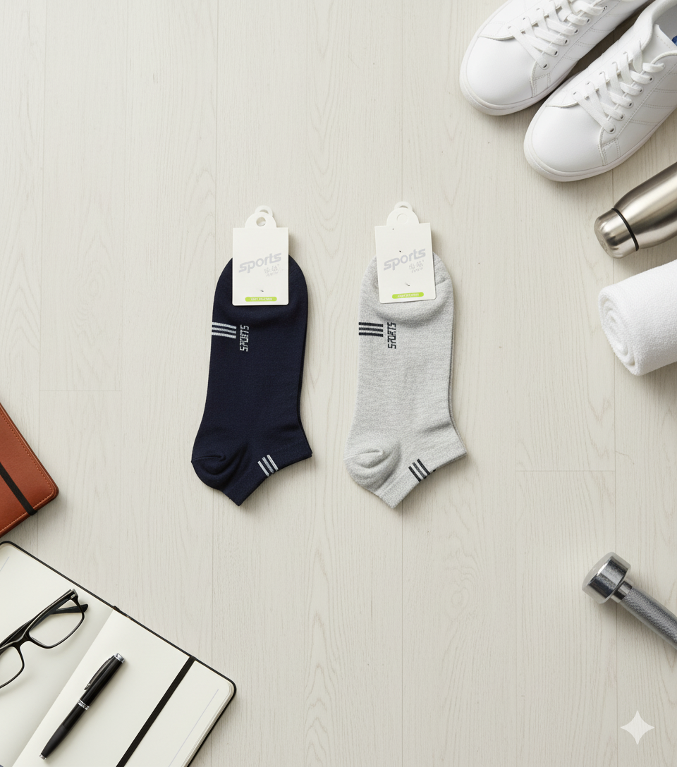 "Men Cotton Sports Socks – 5-Pair Decent Print| Soft, Breathable, Everyday Wear" (MAS33)