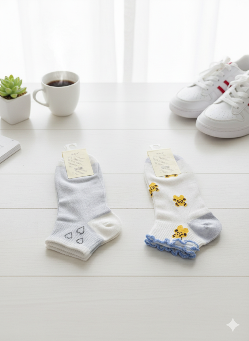 "Women’s Cotton Ankle Socks – 5-Pair Assorted Prints| Soft, Breathable, Everyday Wear" (LAS14)