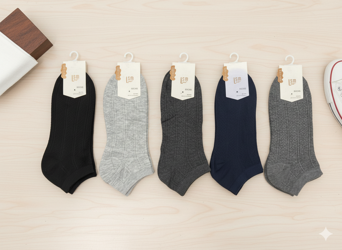 "Men Cotton Sports Socks – 5-Pair Textured Print| Soft, Breathable, Everyday Wear" (MAS02)