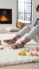 Kids Ultra-Soft Fuzzy Polyamide Heart Crew Socks - Cozy Winter Warmth -KPF05