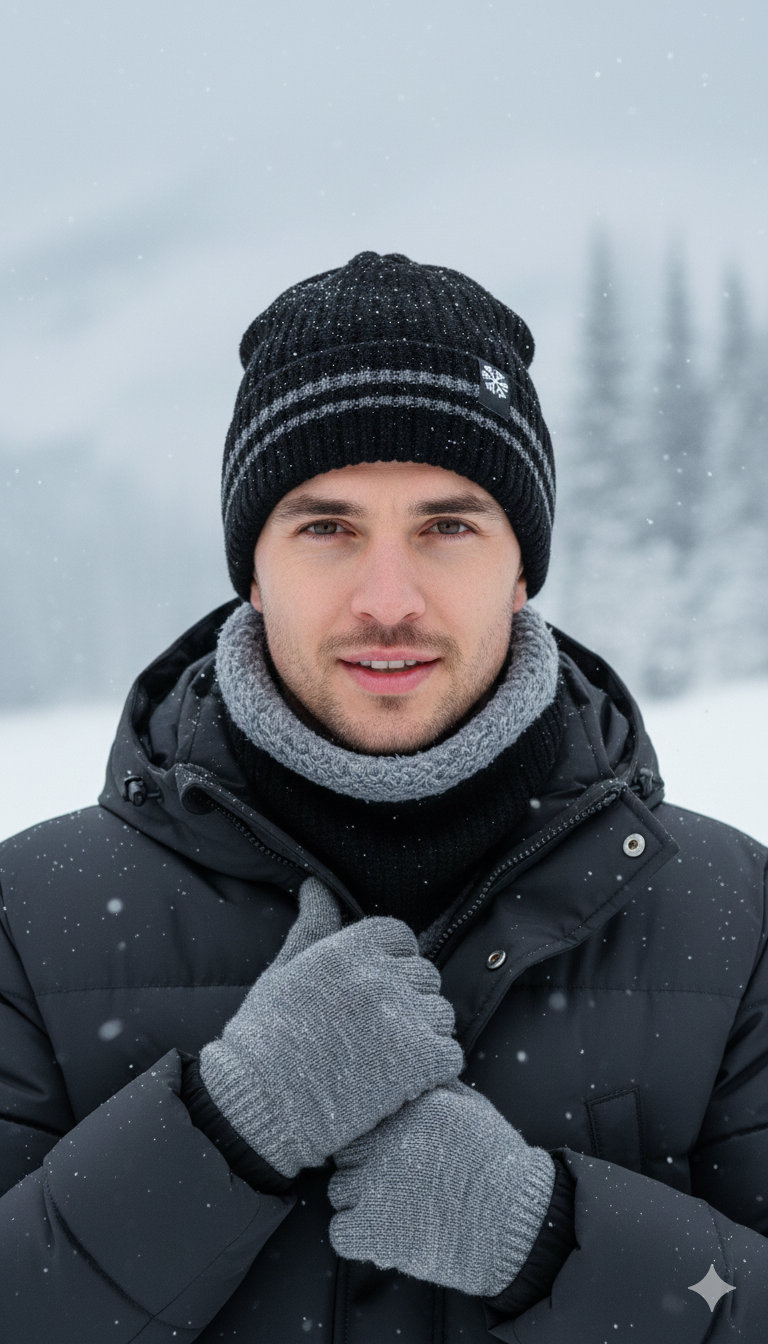 Imported Cap and Neck Warmer Set with Velvet –Frost