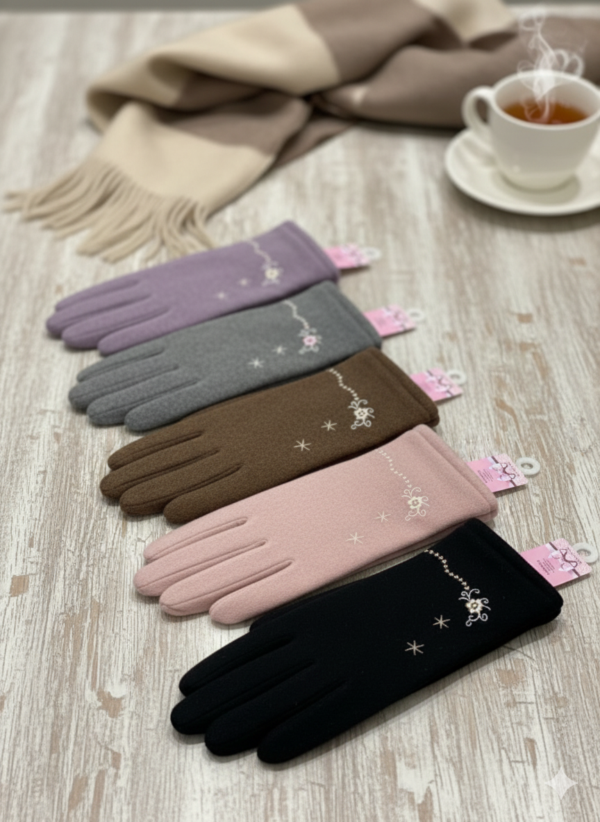 Embroidered Full-Finger Mittens (TouchScreen) -TSG03