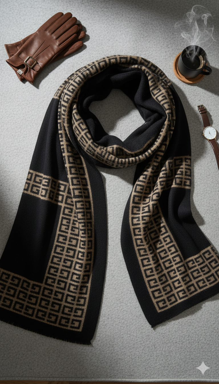 Premium Comfort: Men's Stylish Wool Pashmina Scarf -PSM03