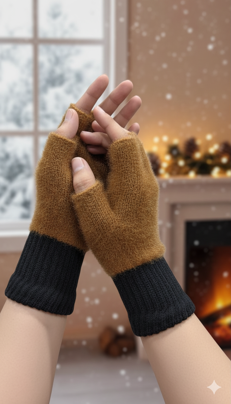 Unisex Fingerless Plush Mittens -TSG15