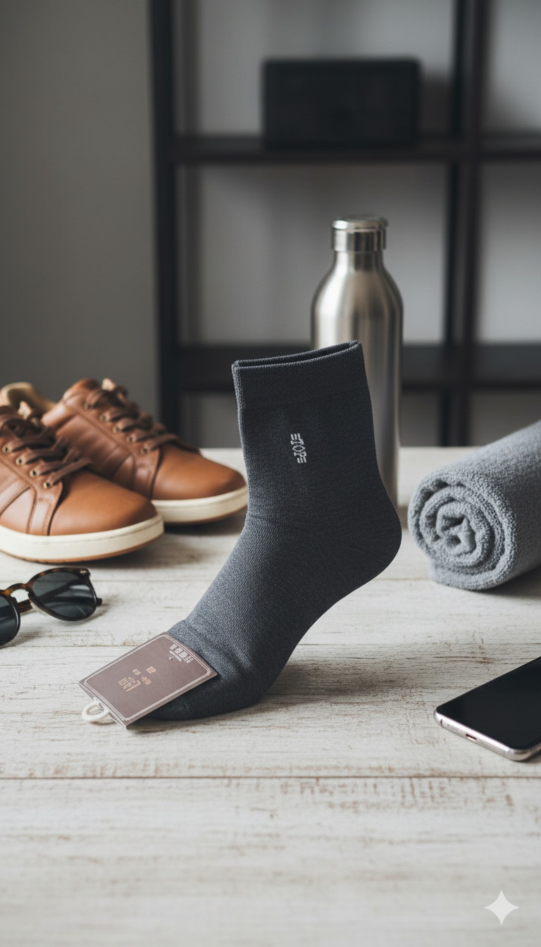 "Men Cotton Sports Socks – 5-Pair Decent Print| Soft, Breathable, Everyday Wear" (MAS20)