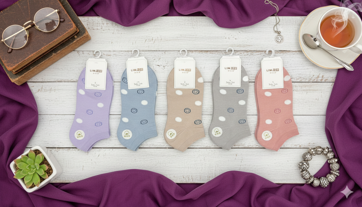 "Women’s Cotton Ankle Socks – 5-Pair Assorted Smilies| Soft, Breathable, Everyday Wear" (LAS13)