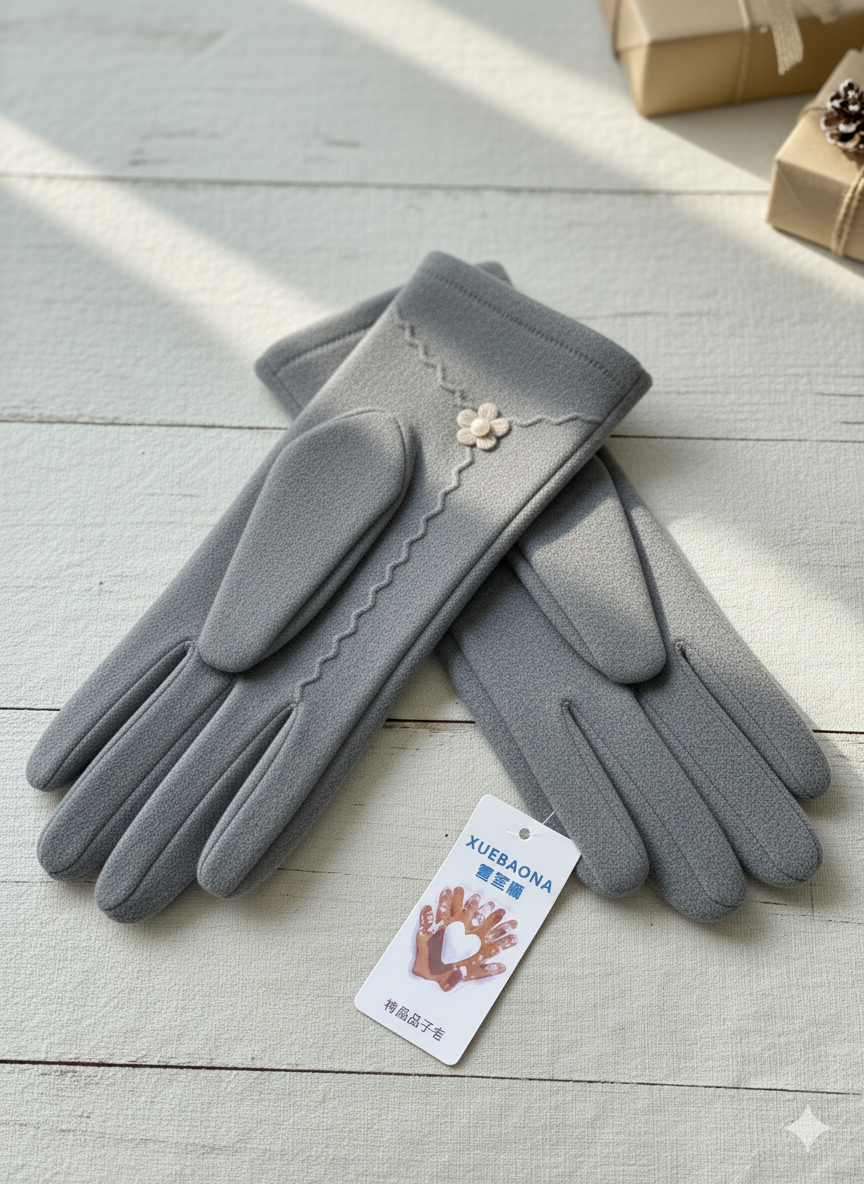 Embroidered with bead Full-Finger Mittens (TouchScreen) -TSG02