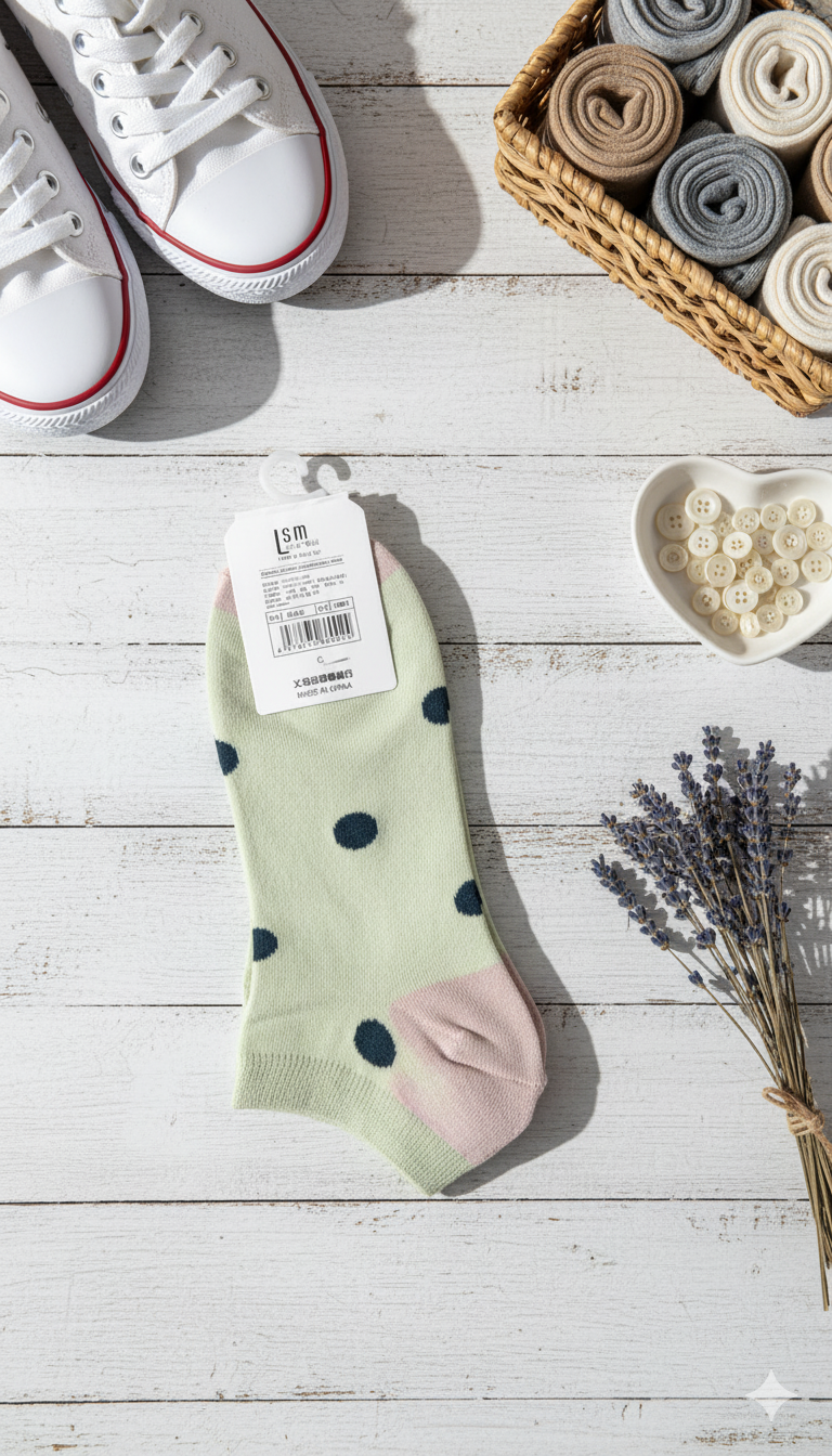 "Women’s Cotton Ankle Socks – 5-Pair Assorted Polka Print| Soft, Breathable, Everyday Wear" (LAS09)