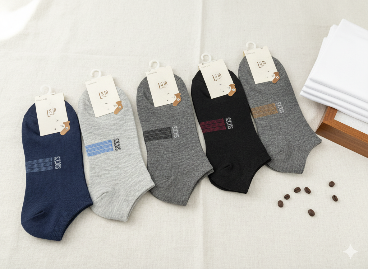"Men Cotton Sports Socks – 5-Pair Decent Print| Soft, Breathable, Everyday Wear" (MAS05)