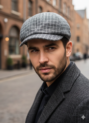 Men’s Checkered Flat Cap – Peaky Blinders Style Ivy Hat -PB01