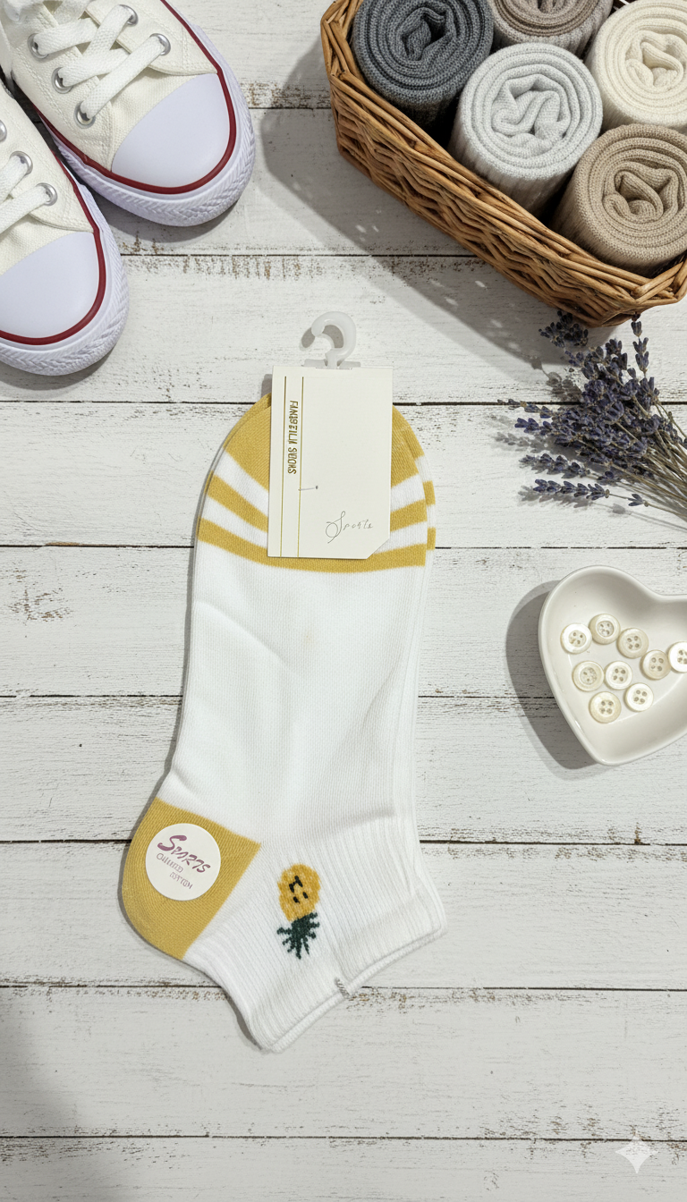 "Women’s Cotton Ankle Socks – 5-Pair Assorted Cute Print| Soft, Breathable, Everyday Wear" (LAS08)