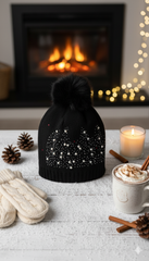 Ladies Warm Knitted Fancy Cap With Beads-LEC05