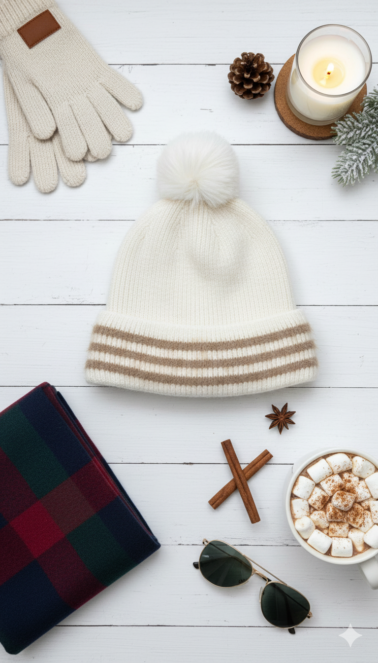 Ladies Warm Knitted Cap With Lined border-LLC06