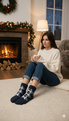 Ultra-Soft Fuzzy Polyamide Stair Pattern Ankle Socks - Cozy Winter Warmth -PF17