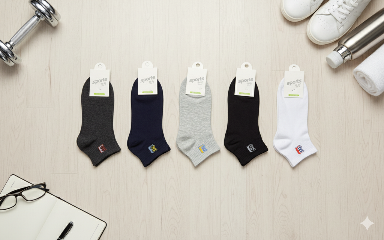"Men Cotton Sports Socks – 5-Pair Decent Print| Soft, Breathable, Everyday Wear" (MAS35)