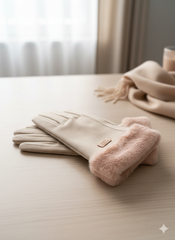 Plain Faux Fur Full-Finger Mittens (TouchScreen) -TSG05