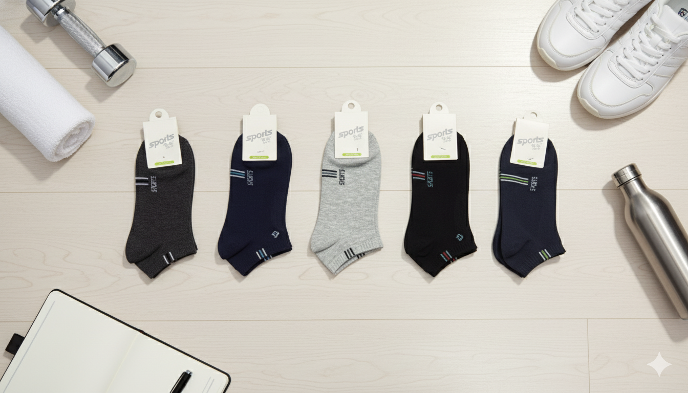 "Men Cotton Sports Socks – 5-Pair Decent Print| Soft, Breathable, Everyday Wear" (MAS33)