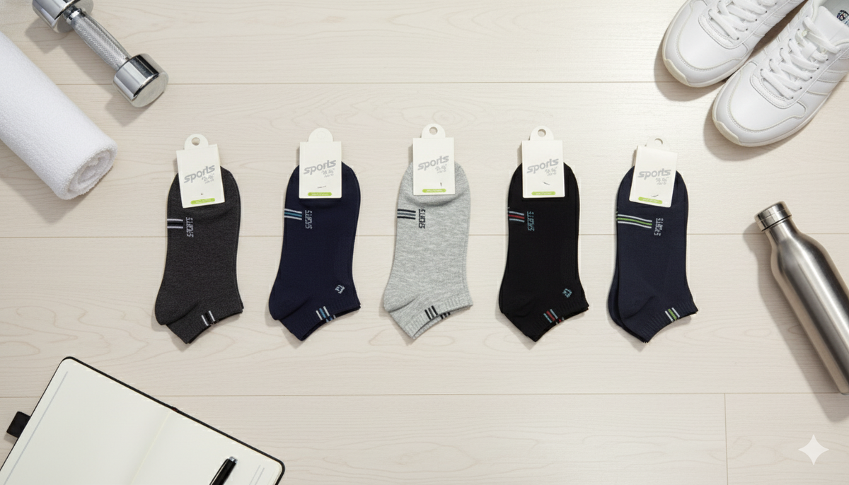"Men Cotton Sports Socks – 5-Pair Decent Print| Soft, Breathable, Everyday Wear" (MAS33)