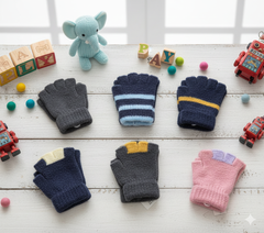 Kids Unisex Premium Candycolor Fingerless Plush Gloves/Mittens  -KG15
